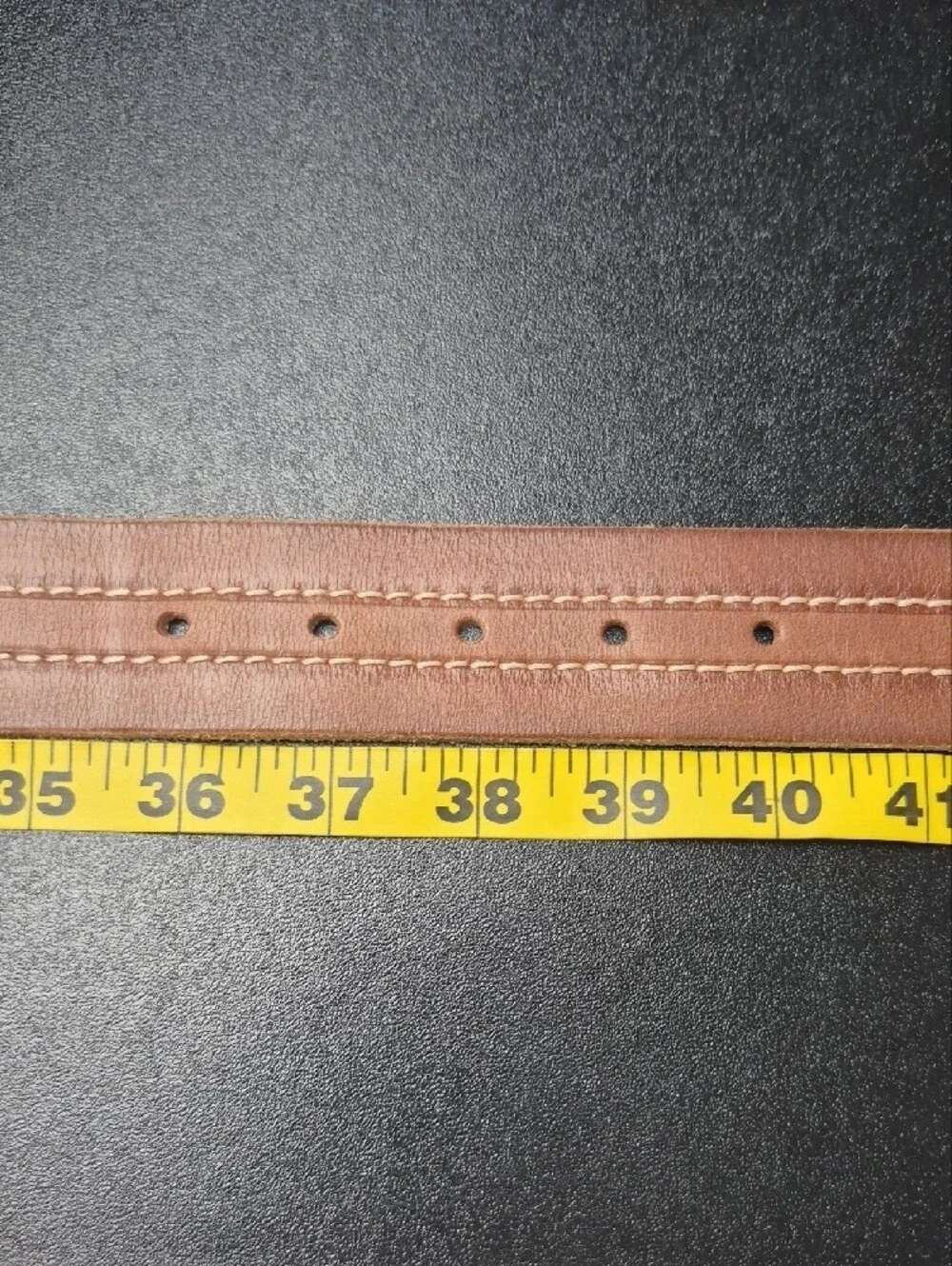 Fossil Men's Brown Leather Belt w/ Double-Row Contrast Stitching - Size 38